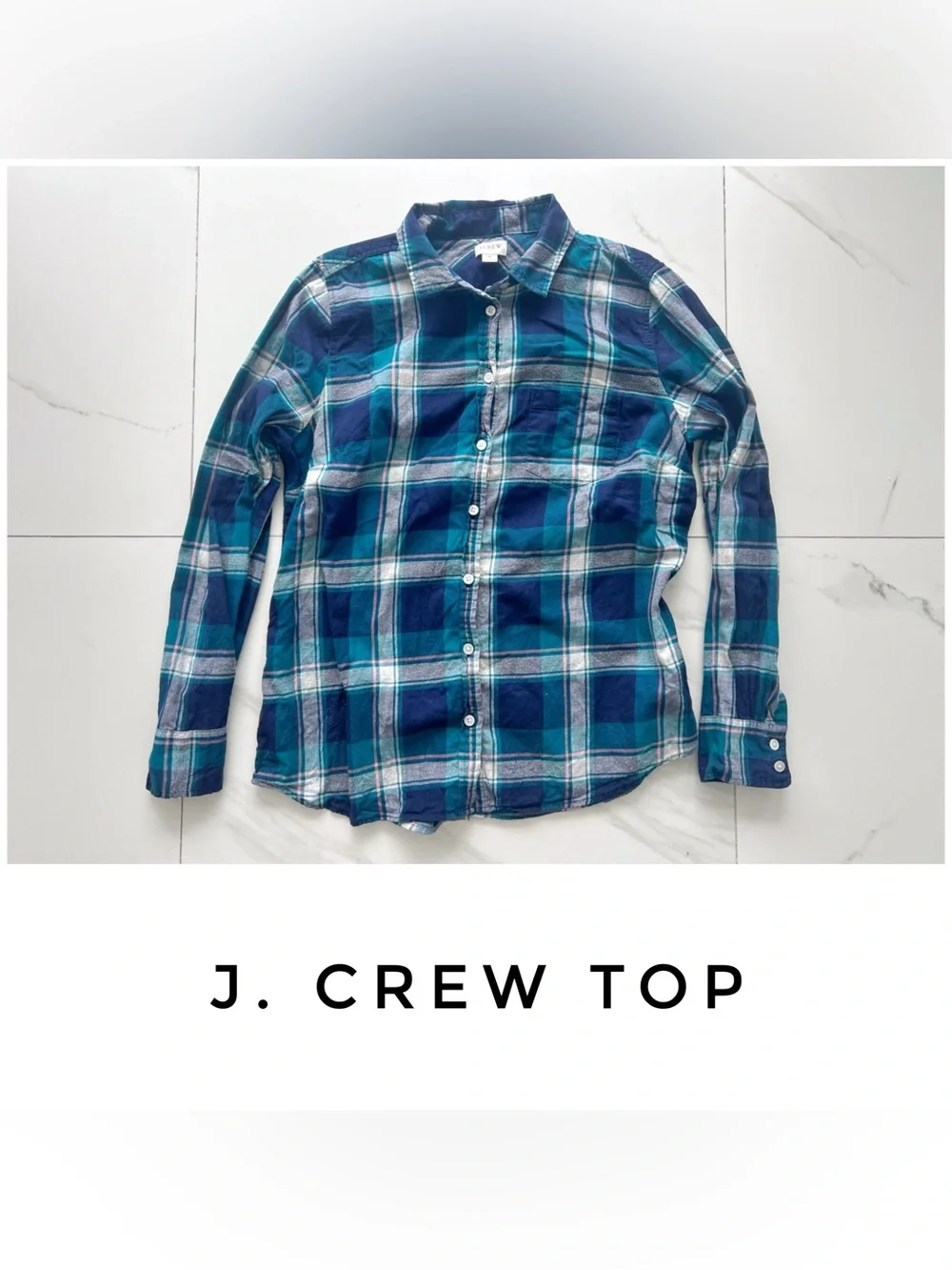 J. Crew Blue Green Plaid Button-Down Shirt